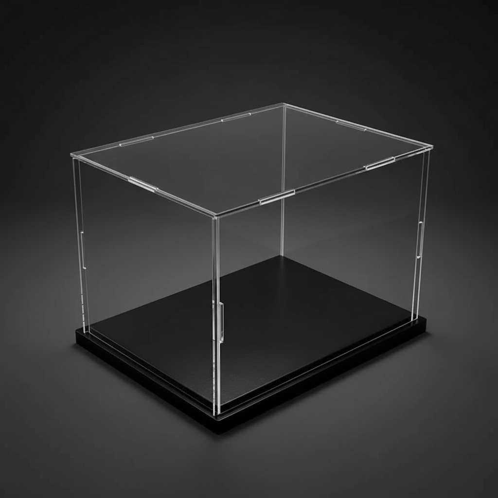 Vitrine de Présentation en Acrylique – Base Noire Élégante