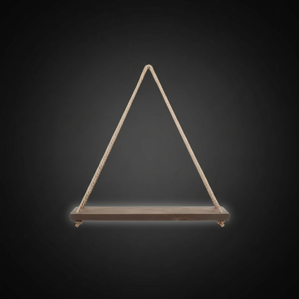 Étagère Murale Suspendue en Bois avec Corde en Chanvre