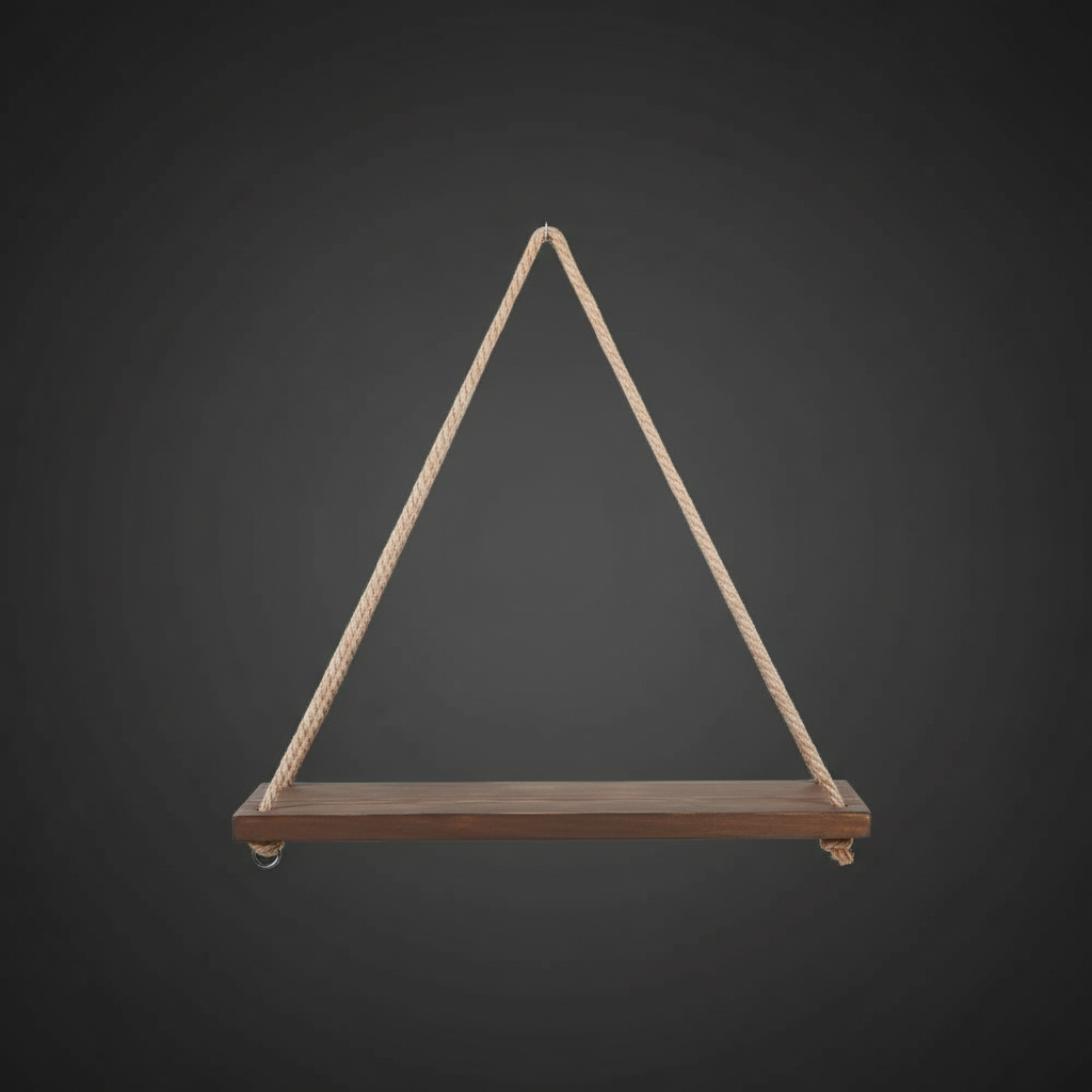Étagère Murale Suspendue en Bois avec Corde en Chanvre