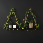 Étagère Murale Suspendue avec Lierre Artificiel et LED – Décoration Bohème & Nordique